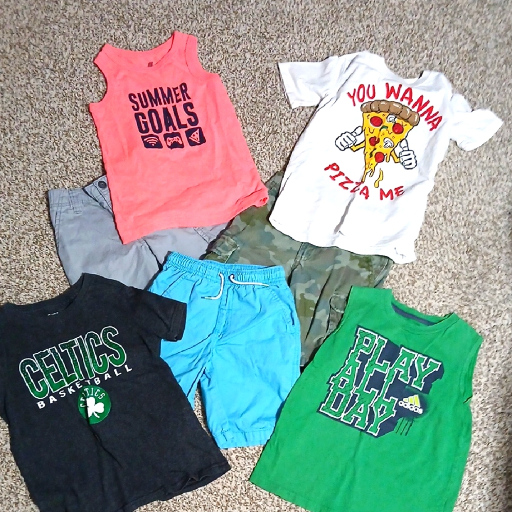 Kids Graphic Tees and Shorts Set Size 6 summer bundle